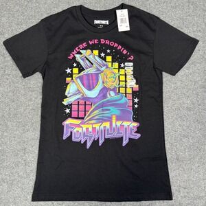 Fortnite Mens Where We Droppin Llama DJ Graphic T-Shirt Black Small